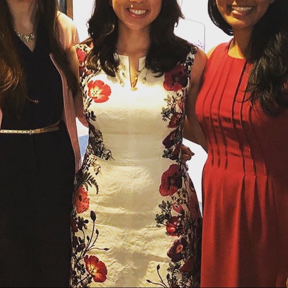 White and Floral Print Dress